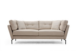 Atelier Del Sofa Sofá de 3 Plazas Crema 214x90x84 cm Tapizado Poliéster Patas Metálicas